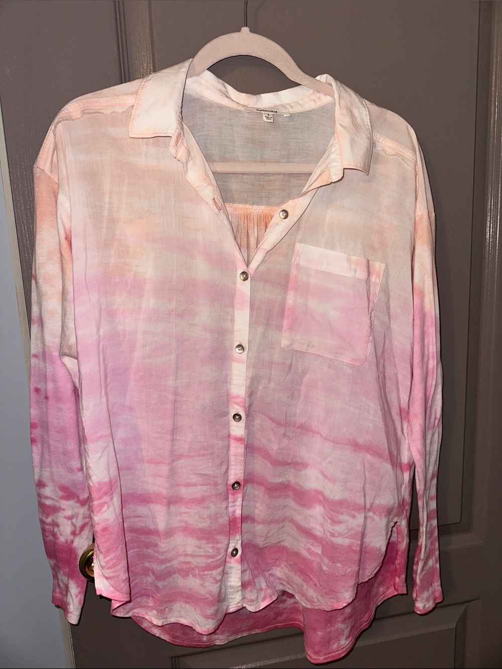 Splendid Pink Tie-Dye Button Down Shirt